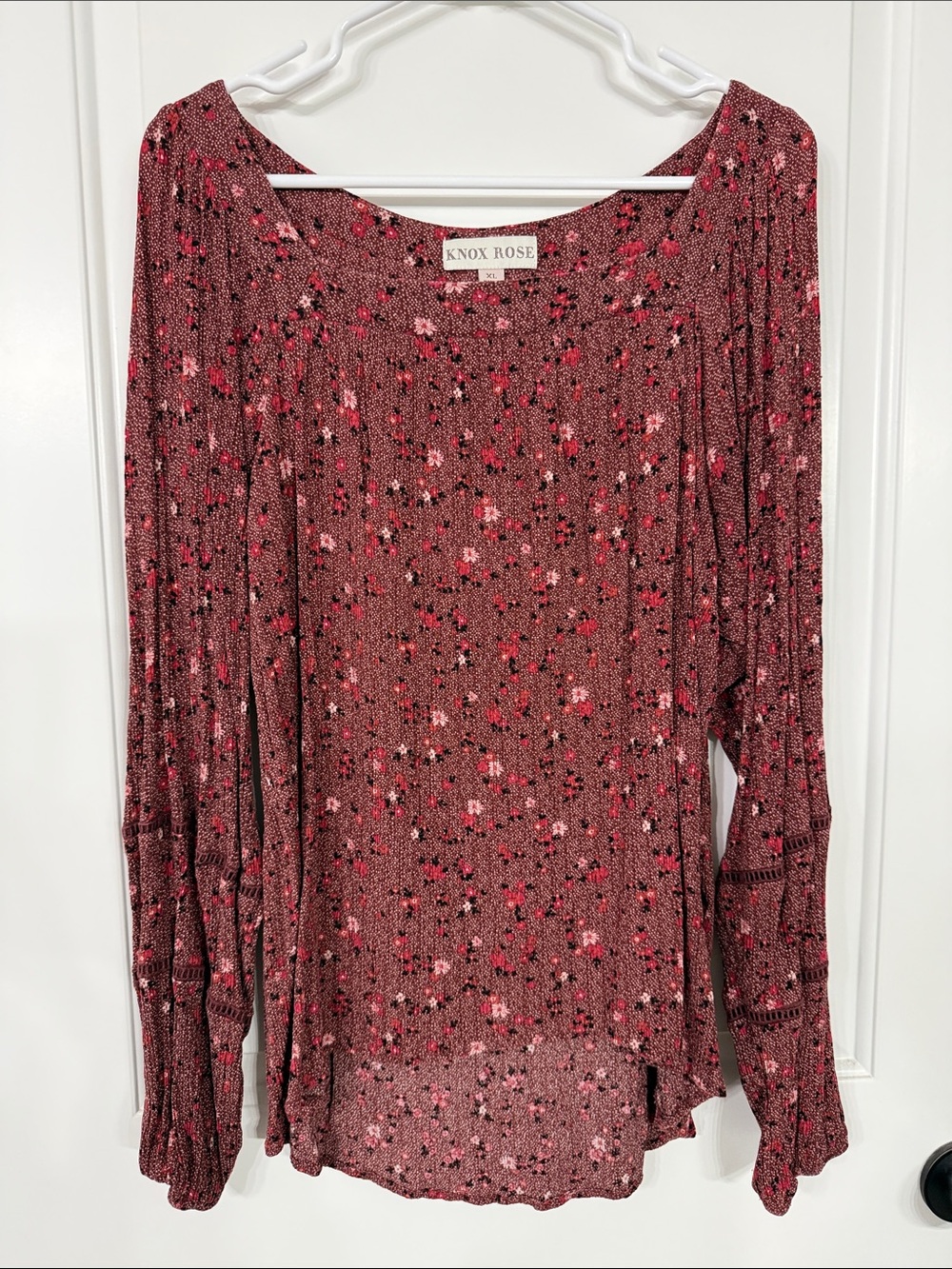 Knox Rose Rosewood Multi-Print Long Sleeve Top